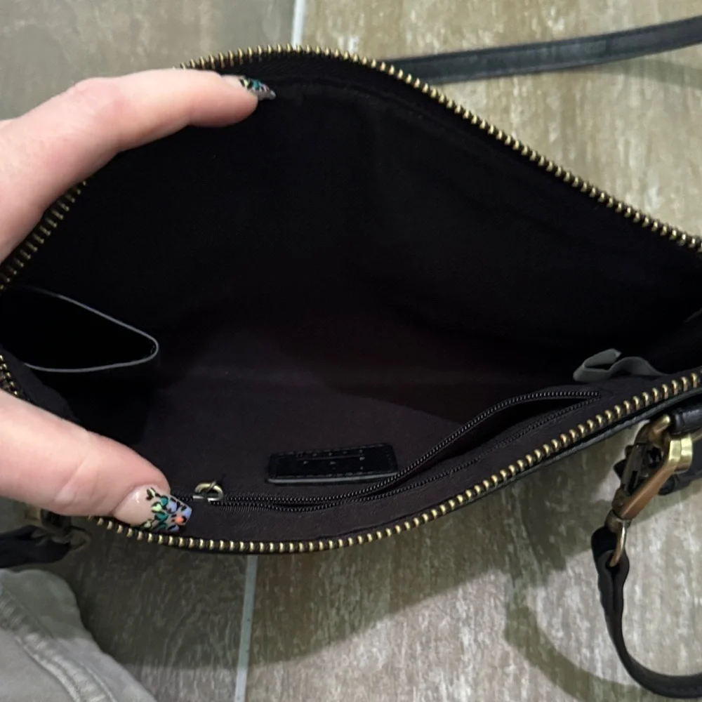 Joy Susan Black and Tan Spotted Clutch